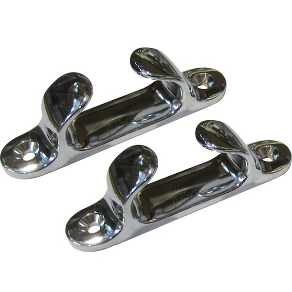 4" Straight Chocks Pair Chrome Plated Zinc